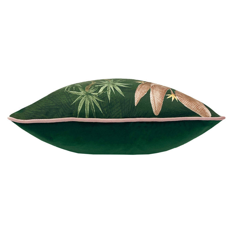 Platalea Botanical Piped Polyester Filled Cushion, Green