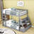 Full over Full Bunk Bed with LED Light Strip and USB Charging,Drawers-1526960605