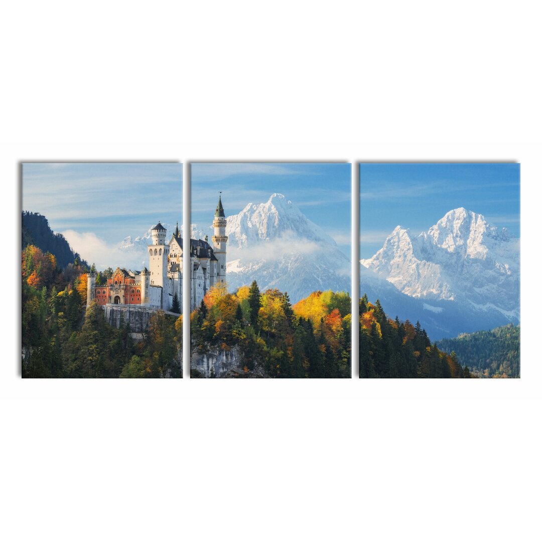 3-tlg. Leinwandbilder-Set Schloss Neuschwanstein Herbst