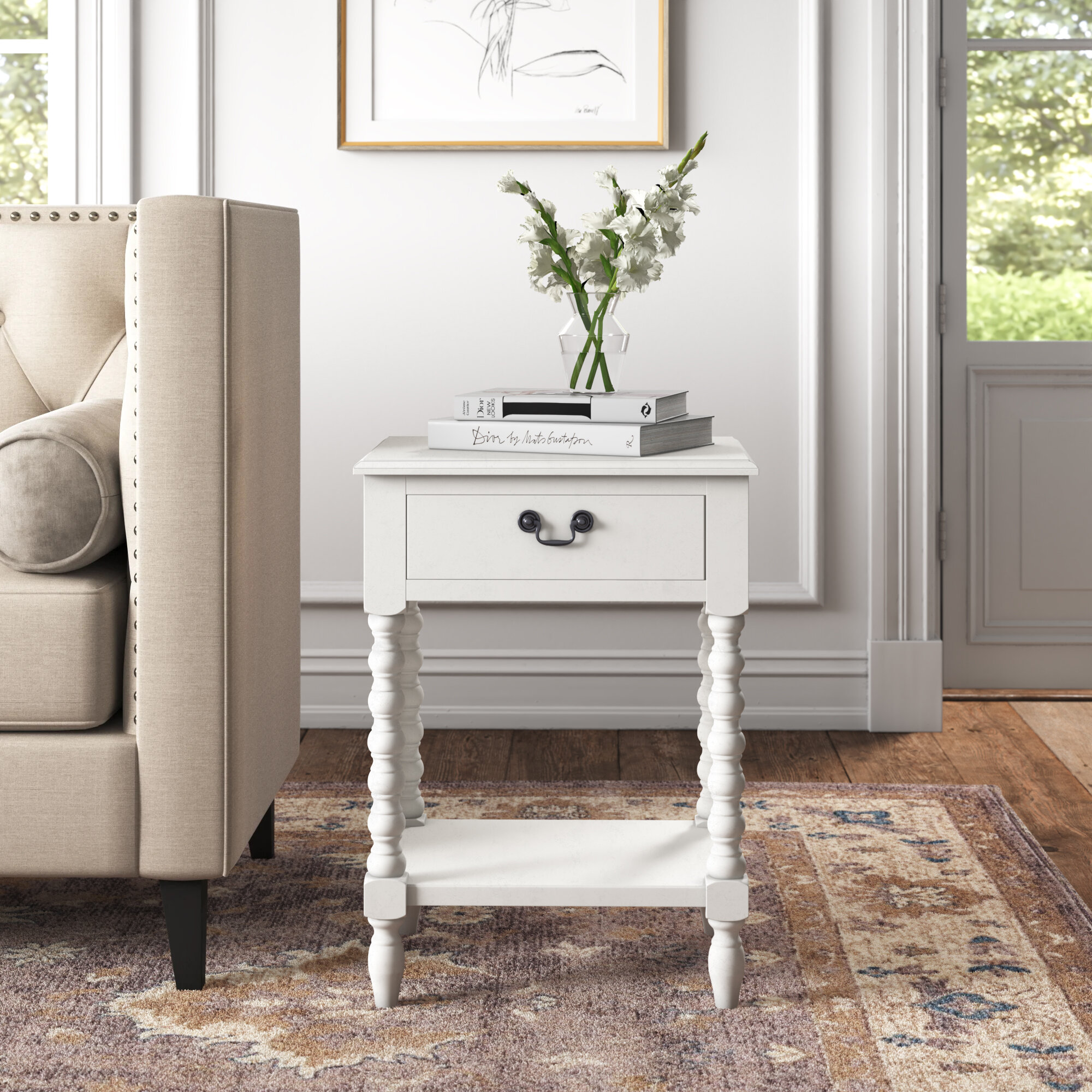 Busey 1 - Drawer End Table and Storage Andover Mills Color: White