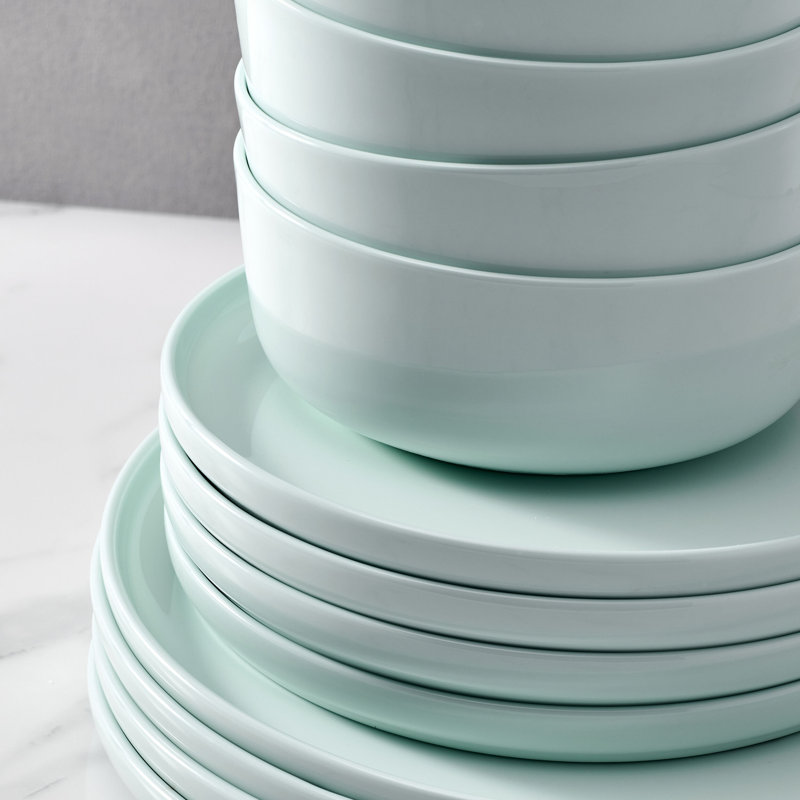 Mikasa Madison 12-Piece Bone China Dinnerware Set, Service For 4, Mint Green