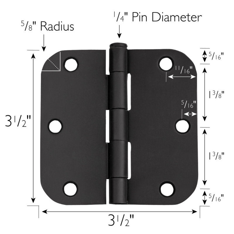 Matte Black Steel 3.5" Door Hinges Set of 10