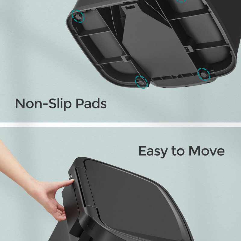 18-Gallon Black Stainless Steel Pedal Trash Can