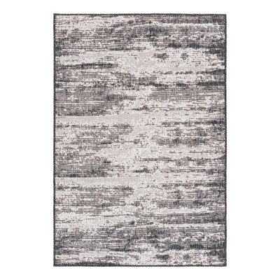 Tapis d'extérieur moderne gris anthracite Noushin