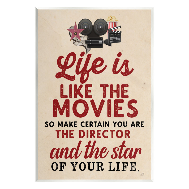 "Stupell Industries Life Is Like Films", art mural rétro par Lux + Me Designs, H 15 po x l 10 po x P 0,5 po