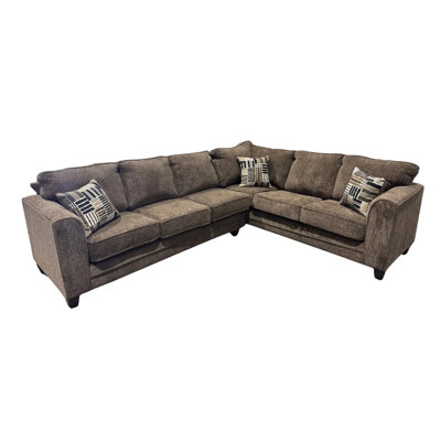 Sedrina Modern Brown Fabric L-shaped Sectional Sofa