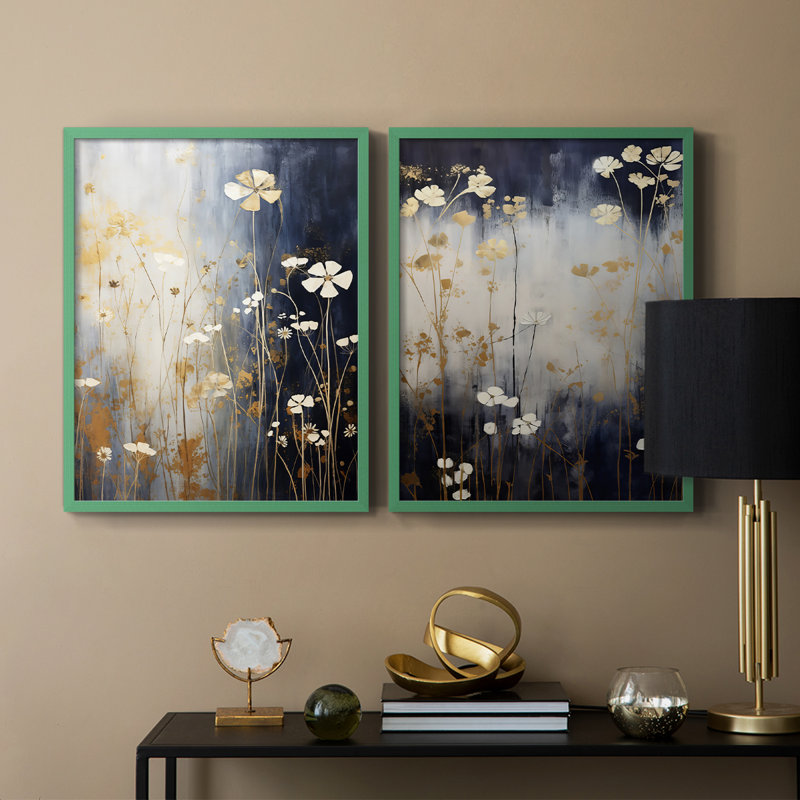 FLORAL Series CCCCXC - reproduction encadrée de qualité supérieure - prête à être accrochée - aucun clou requis - aucun clou requis