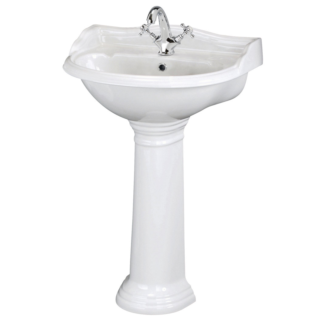 Nuie Chancery 600mm L x 4950mm W White Ceramic Circular Sink with Overflow