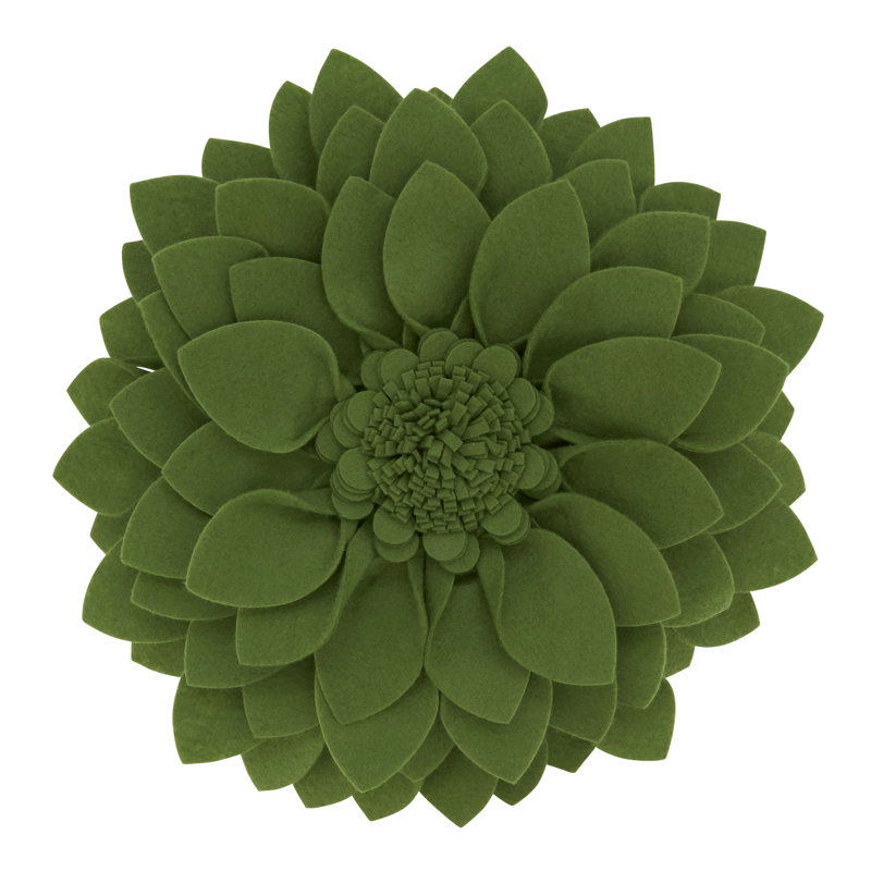 Fleur De Jardin Collection Ruffled Throw Pillow, 13" x 13", Kiwi