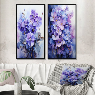 Lavender Mystery Blooms - Violets Wall Decor Set Of 2