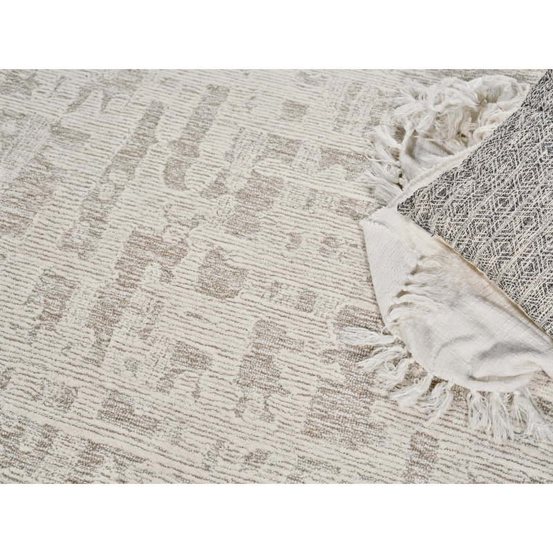 Aspen Hand Tufted Abstract Area Rug, Natural Beige/Ivory, Rectangle 8' x 10'