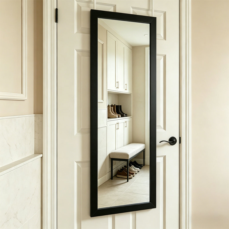Over-The-Door Mirror – Hanging Full-Length Mirror In Engineered Wood, Black