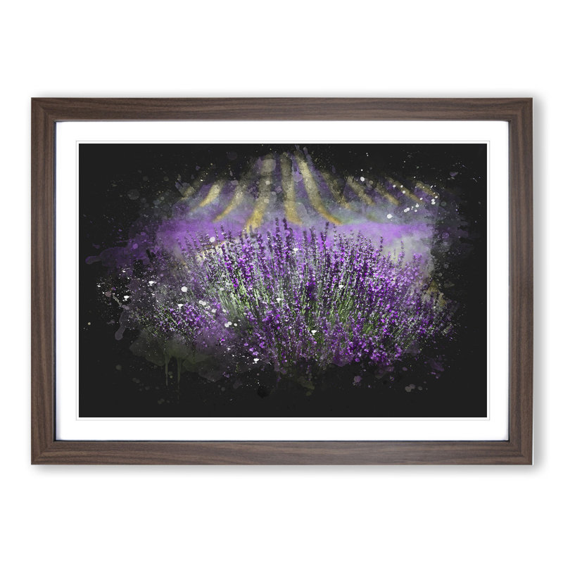 Lavender Vol.3 - Picture Frame Graphic Art, 65cm H x 90cm W x 2cm D, Walnut Framed