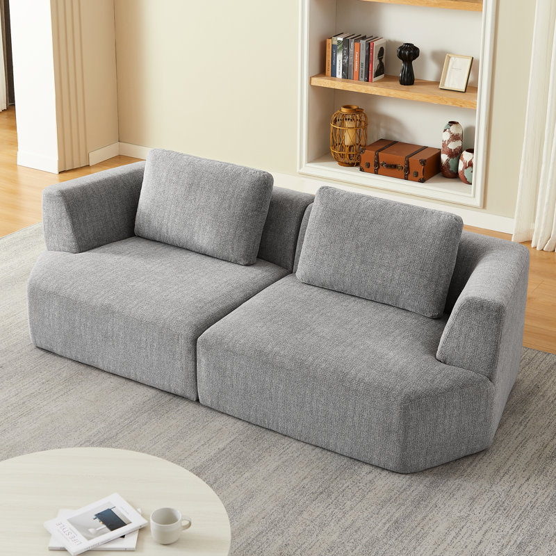 Tissu en chenille gris compressé à 3 places, sans assemblage, idéal pour les espaces confortables, avec une éponge et un ressort de poche, un espace d'entretien à fermeture à glissière confortable - bureau d'économie, support à ressort, nettoyage
