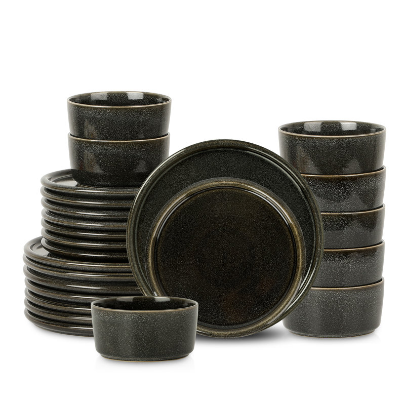 Stone Lain Eden 24-Piece Dinnerware Set Stoneware, Gray