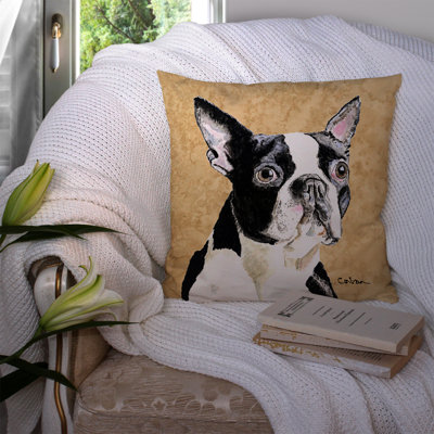 Boston Terrier Outdoor Reversible Throw Pillow