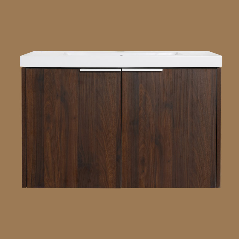 Meuble-lavabo mural simple 30 po avec plateau en polymère Mattsson