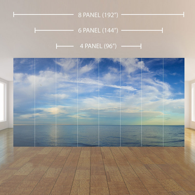 Panneau de papier peint paysage de nuages Elsebet, L 100,08 po x l 96 po