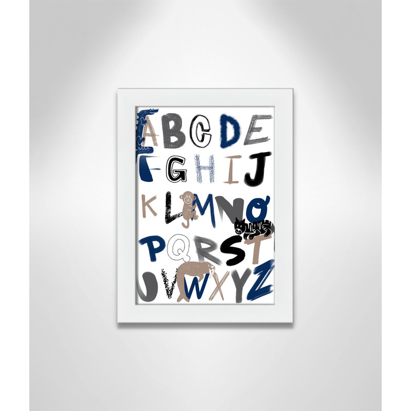 Critter Alphabet 1, impression sur papier, H 14 po x l 10 po x P 0,6 po, Encadré plat blanc