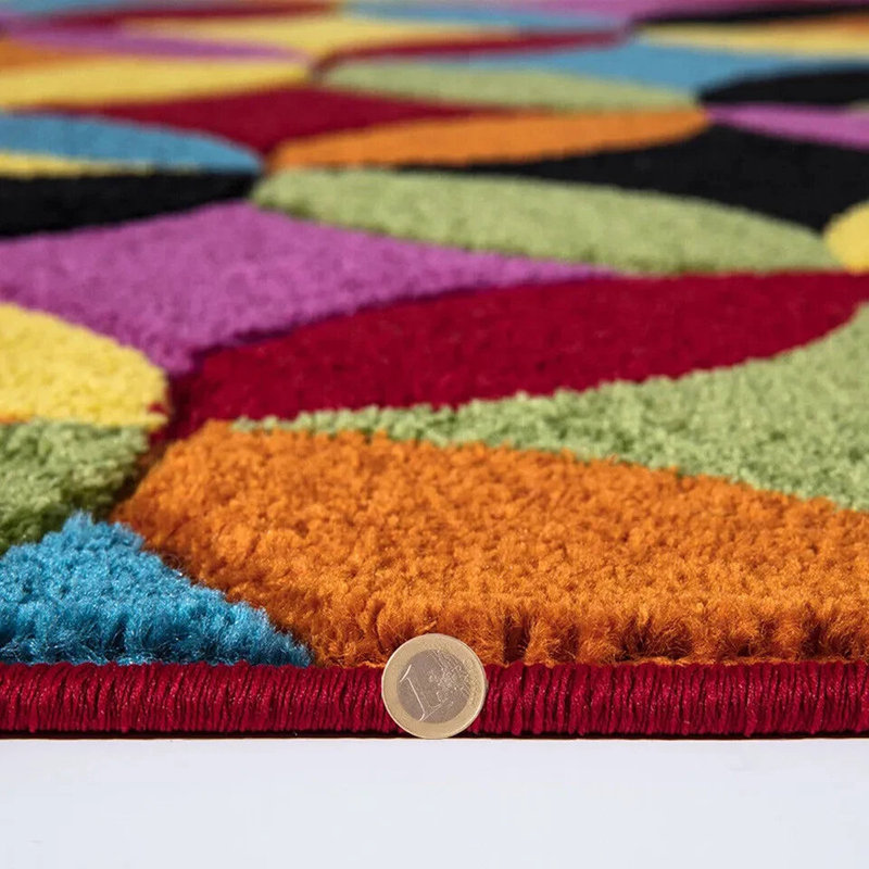 Bright Circle Design Modern Rug & Runner – Soft Pile, Easy Clean, High Density Carpet, Runner 60 x 220cm