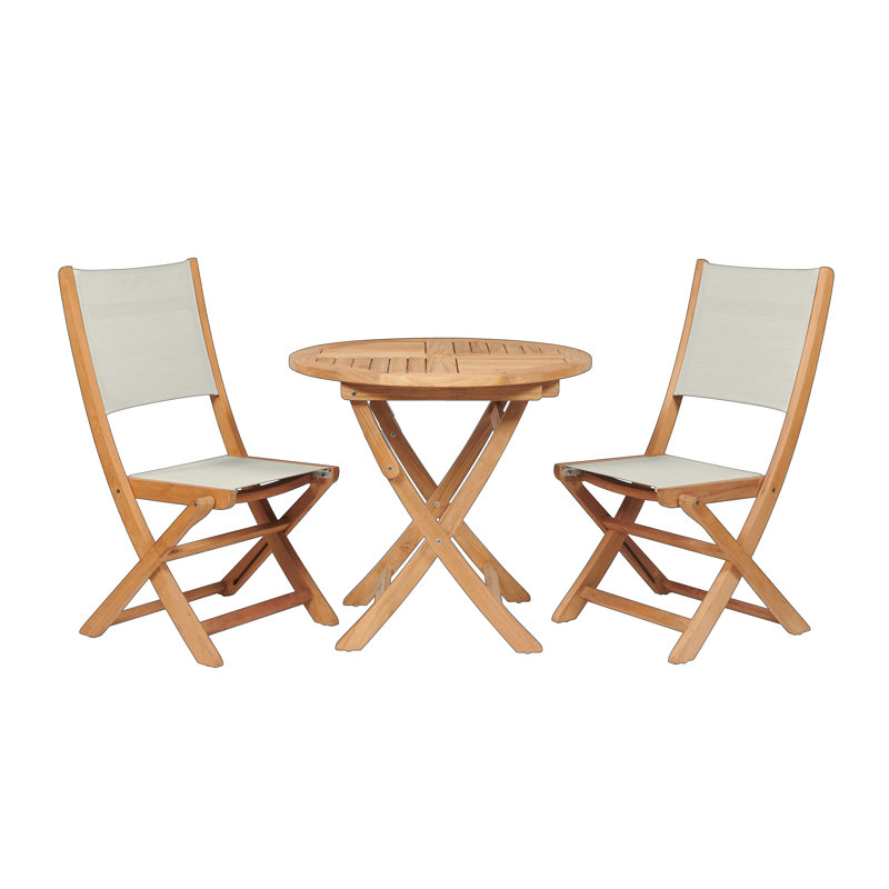 Stella Teak 3 Piece Bistro Set, White