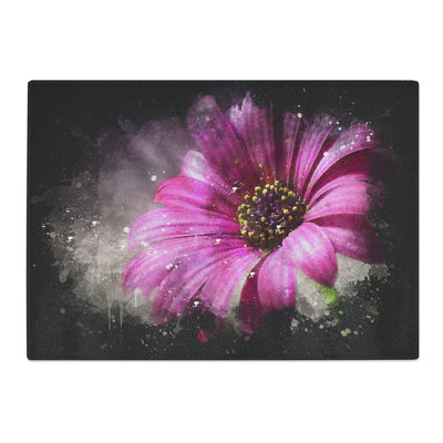 Tempered Glass Purple Daisy Chopping Board