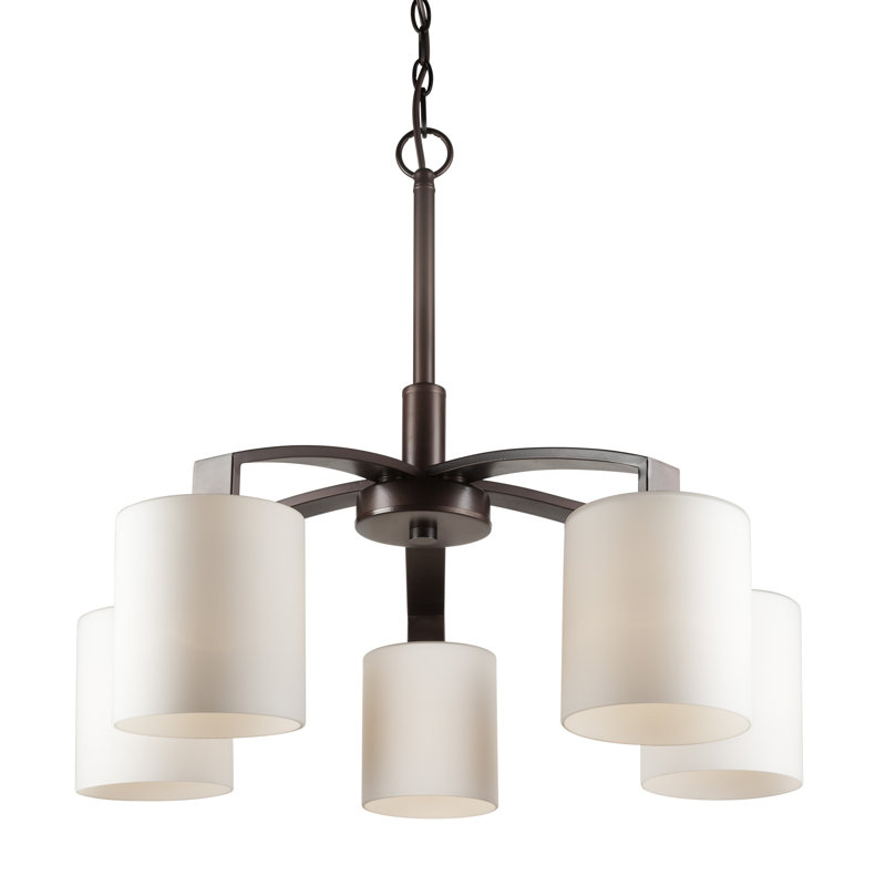 Kinbrae 5 - Light Shaded Classic Chandelier, Antique Bronze