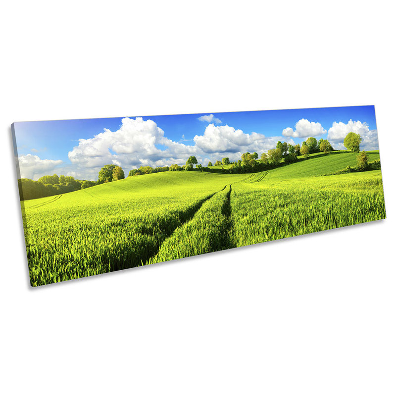 Fields Hills Countryside Summer Panoramic - Wrapped Canvas Panoramic Print, 30.48cm H x 91.44cm W