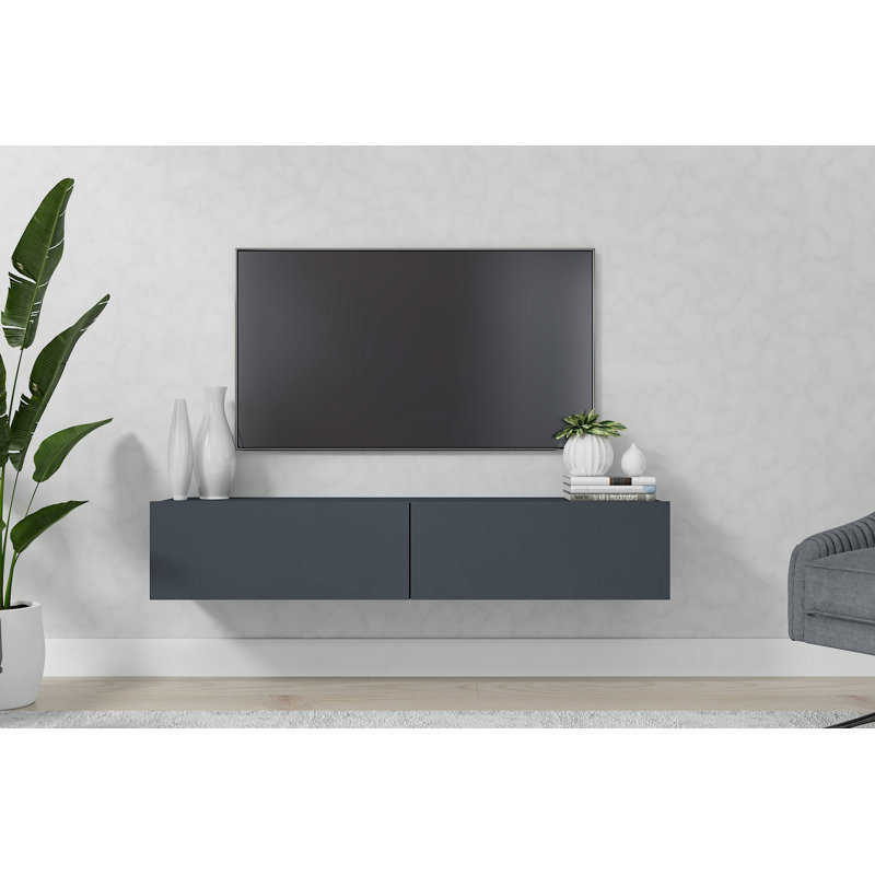 Meuble télé flottant de 53 po Housley, gris