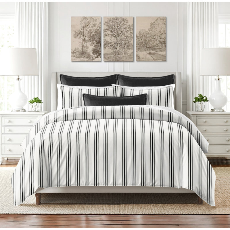 Ensemble d'édredon en coton 6 pièces Hudson Lane, Housse de couette pour très grand lit et 5 pièce, Ébène