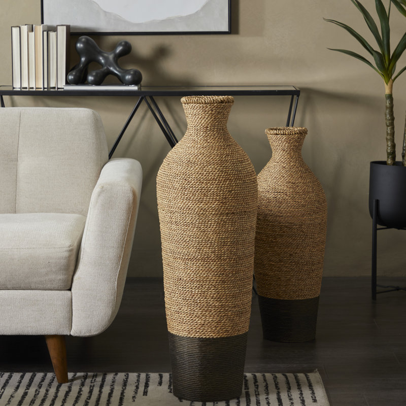 Wolton Brown/Dark Brown Seagrass Table Vase, 33.05" H x 11" W x 10.95" D
