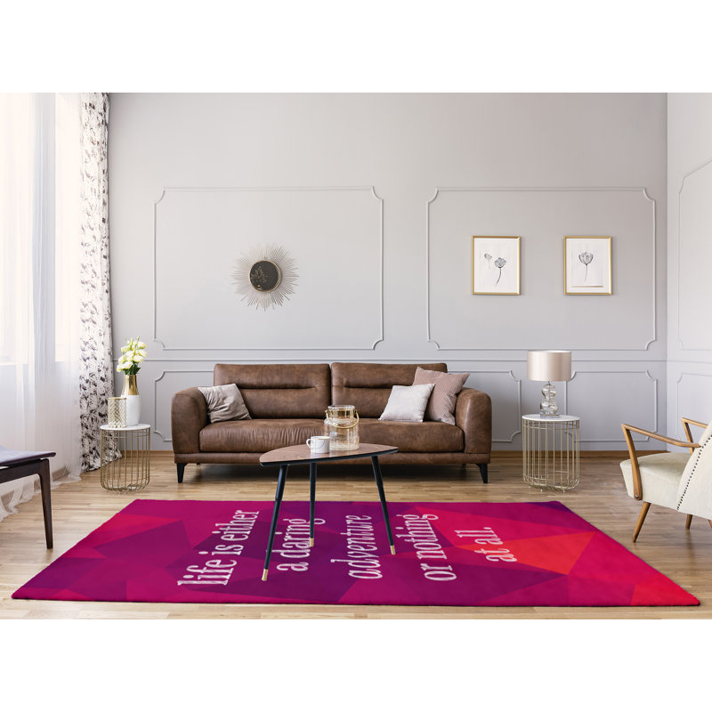 Tapis en poly-chenille life quote, Rectangle 5 pi x 7 pi