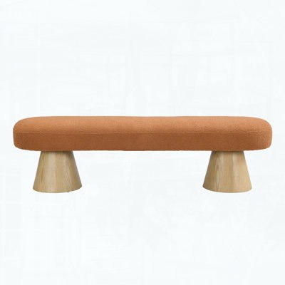 Modern Farmhouse Storage Bench – Orange Boucle