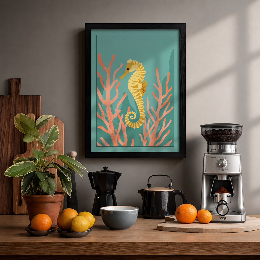 Seahorses in Coral Coastal - Framed Print