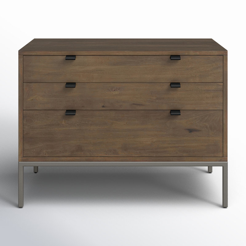 Trey 3 - Drawer Solid Wood Dresser, Auburn Poplar
