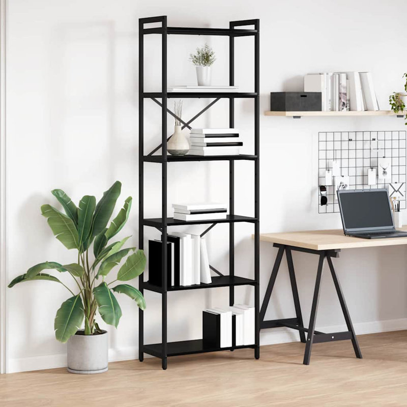 Steel Bookcase, (5 Shelves) 188cm H x 60cm W x 30cm D, Black
