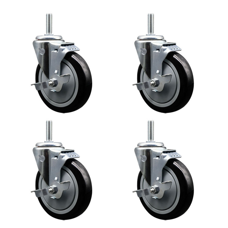 Roulettes pivotantes en poly avec roues pivotantes de 5/8 po avec frein