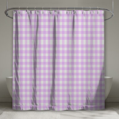 Rideaux de douche mauve et blanc Vichy