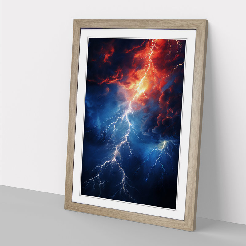 Lightning Abstract - Framed Print, 64cm H x 46cm W x 2cm D, Oak