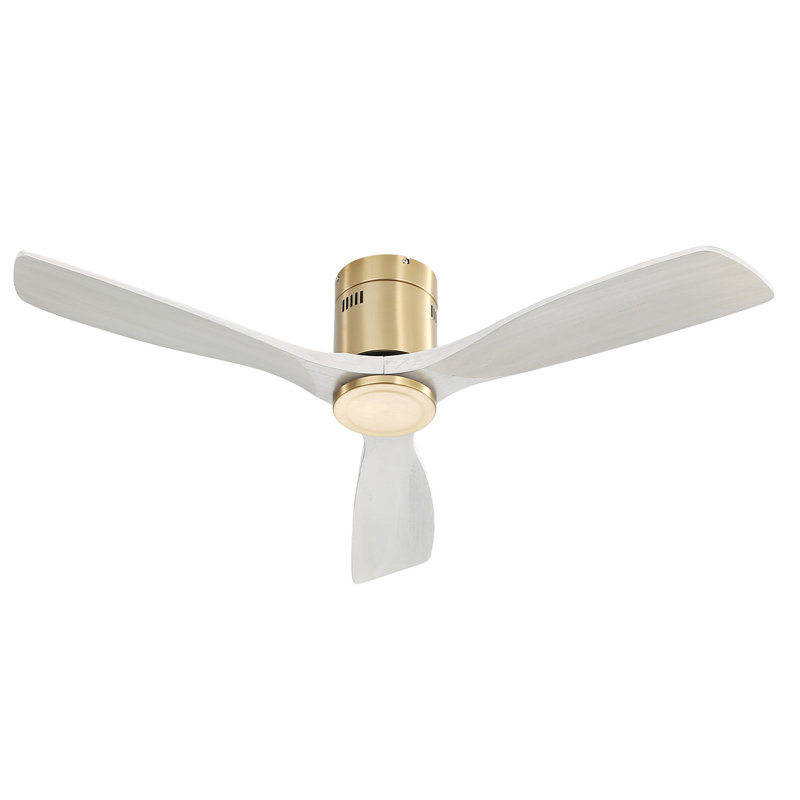 Ventilateur de plafond à profil bas 52 pouces DC 3 sculpté ventilateur de bois lame silencieuse télécommande du moteur sans lumière