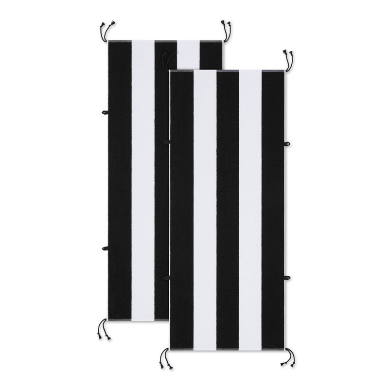 Serviette de plage Arkwright Tie & Dry (paquet de 2), 30 x 70, Noir, noir, noir, noir