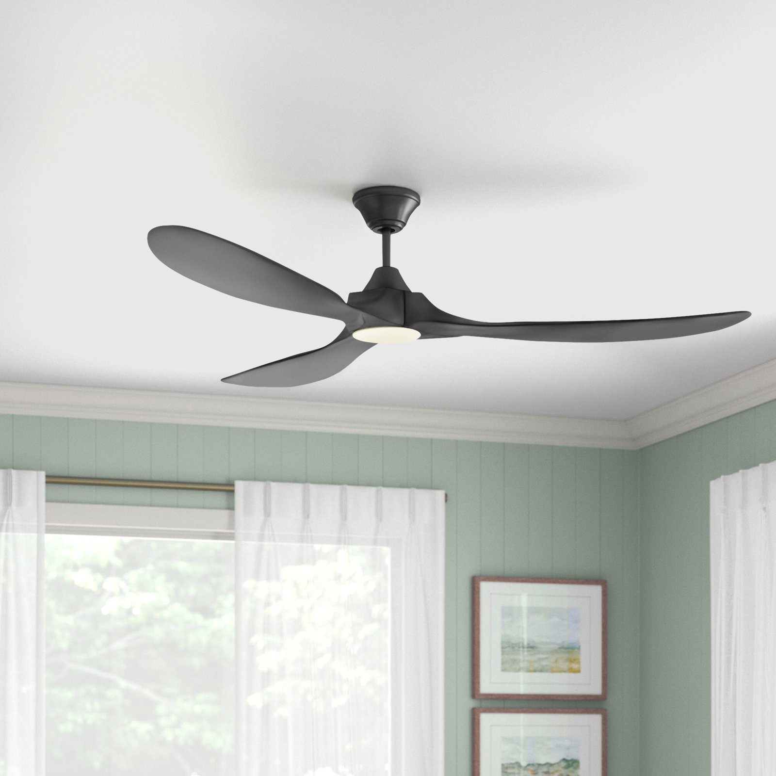 Ceiling Fan with LED Light Kit, Matte Black , 70 inches