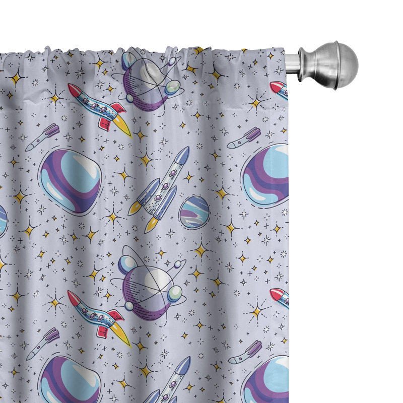 Outer Space Semi-Sheer Rod Pocket Curtain Panels, 28" x 95"