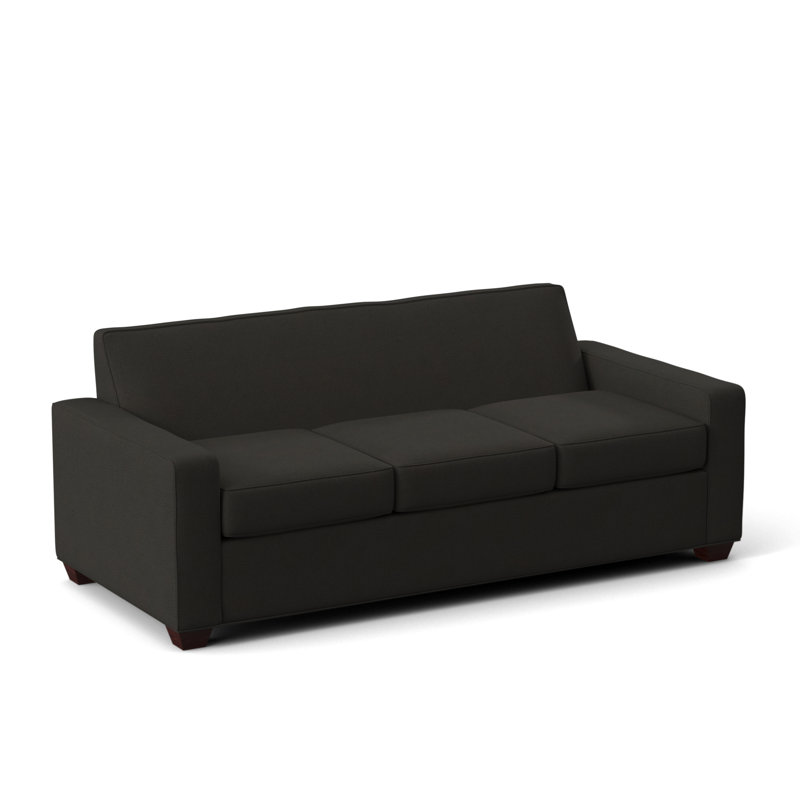 Avery 80" Square Arm Sofa with Reversible Cushions, Empire Mahogany, Dillon Black