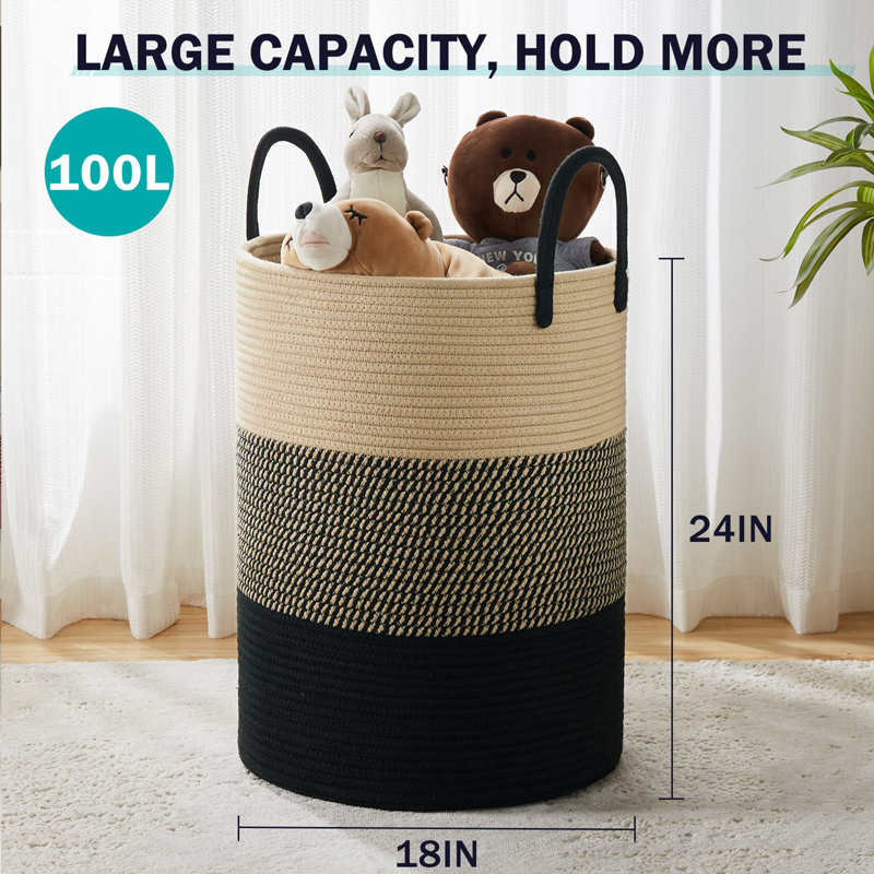 Laundry Basket with Handles, 24.02" H x 17.99" W x 17.99" D