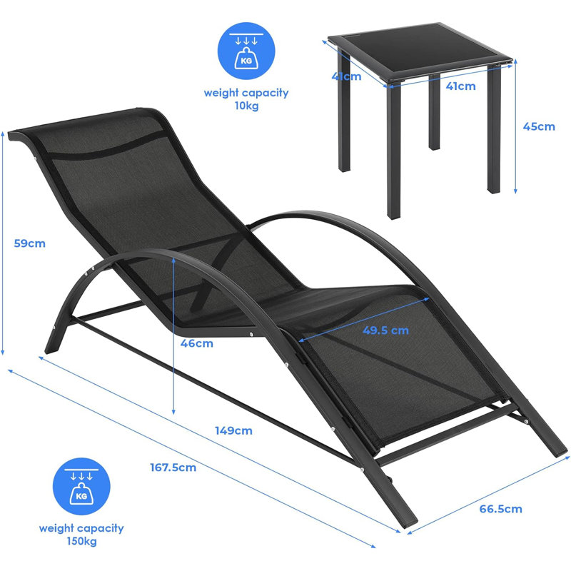 Aiyza 167.5cm Long Reclining Chaise Lounge Set