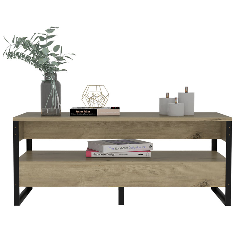 Carrick Frame Coffee Table with Storage and Metal Legs