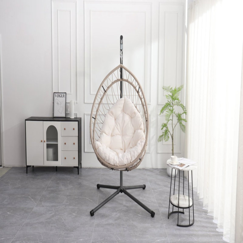 Fauteuil suspendu confortable en forme d'œuf avec support, pour la détente et l'esthétique, convient à une utilisation intérieure et extérieure