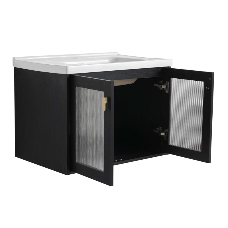 Meuble-lavabo mural avec lavabo et armoire combinée