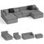Canapé modulaire 6 places, canapé gris doux moderne de 134 po de large, aucun assemblage requis, pour le salon-1501785417